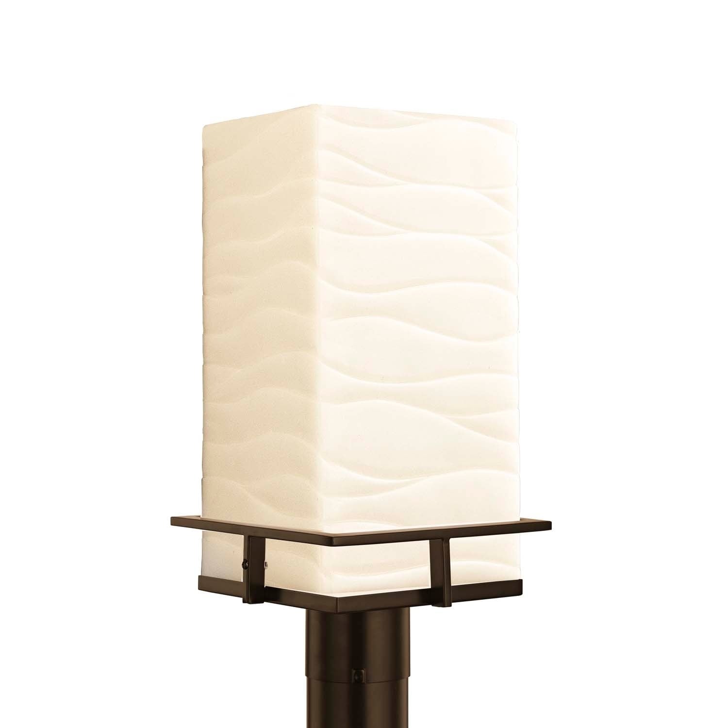 Justice Design Group Porcelina Avalon 1 Light Dark Bronze Led Outdoor Post Light Waves Shade