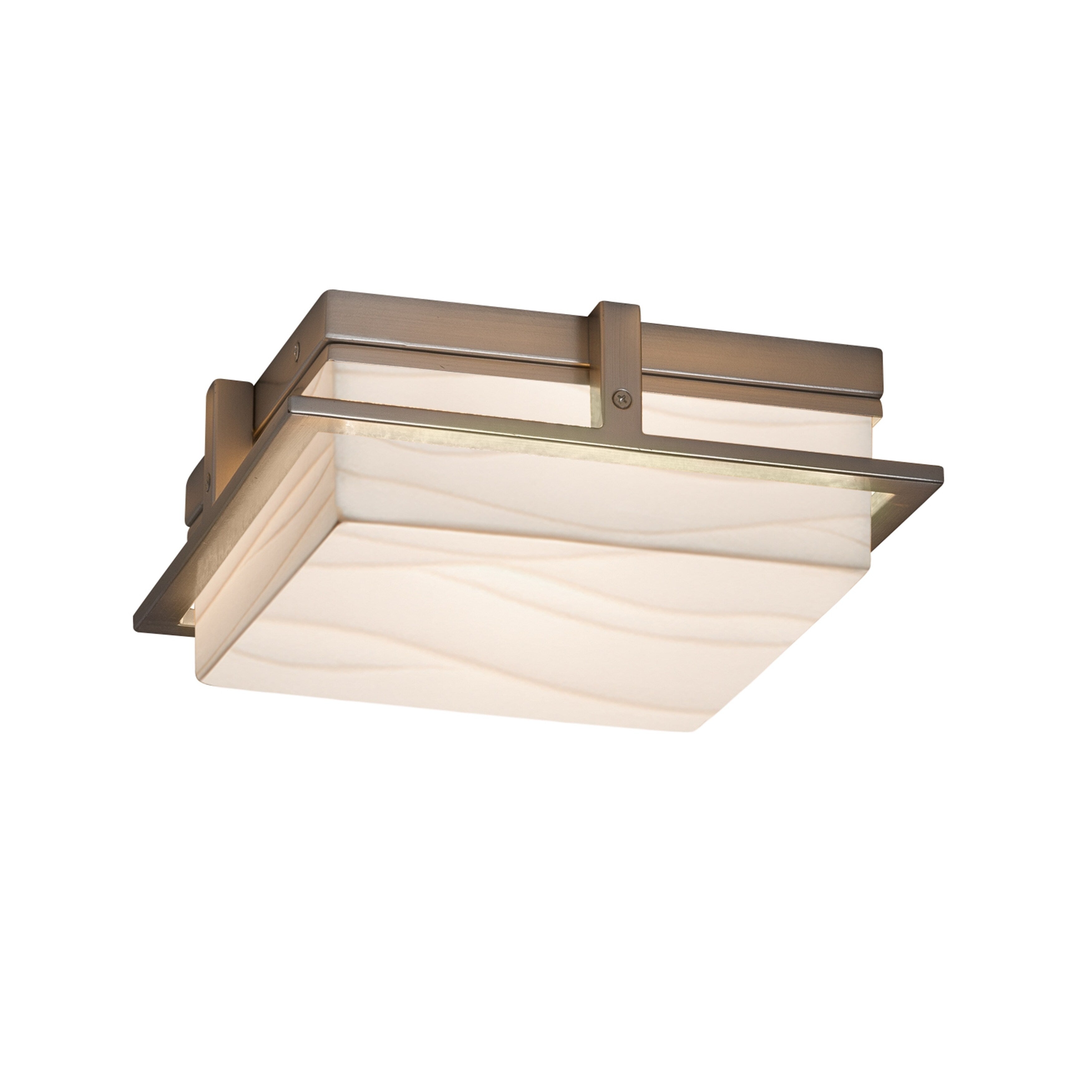 Justice Design Group Porcelina Avalon 10 Inch Brushed Nickel Led Outdoor Flush Mount Waves Impressions