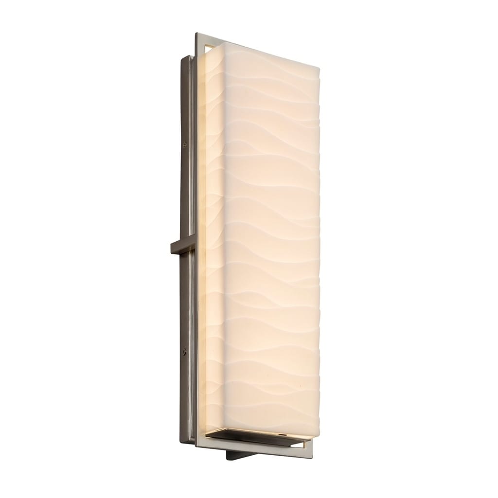 Justice Design Group Porcelina Avalon Brushed Nickel Ada Led Outdoor Wall Sconce Waves Shade