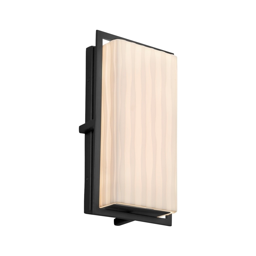 Justice Design Group Porcelina Avalon Matte Black Ada Led Outdoor Wall Sconce Small Waterfall Shade