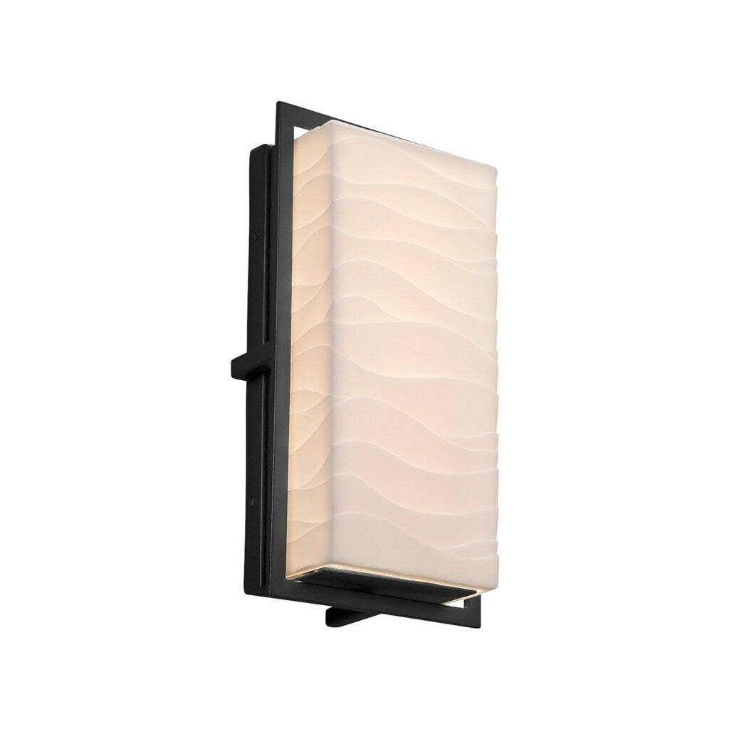 Justice Design Group Porcelina Avalon Matte Black Ada Led Outdoor Wall Sconce Small Waves Shade