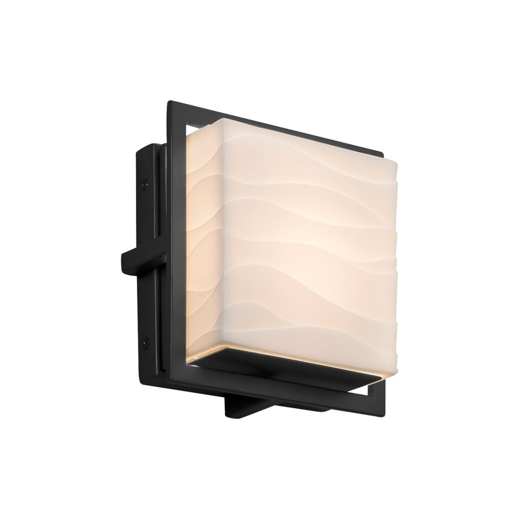 Justice Design Group Porcelina Avalon Matte Black Ada Led Outdoor Wall Sconce Squarewaves Shade