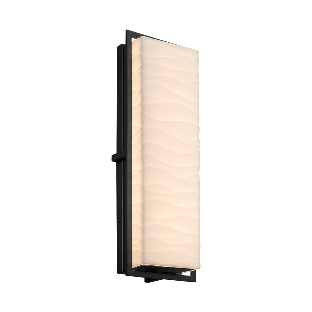 Justice Design Group Porcelina Avalon Matte Black Ada Led Outdoor Wall Sconce Waves Shade