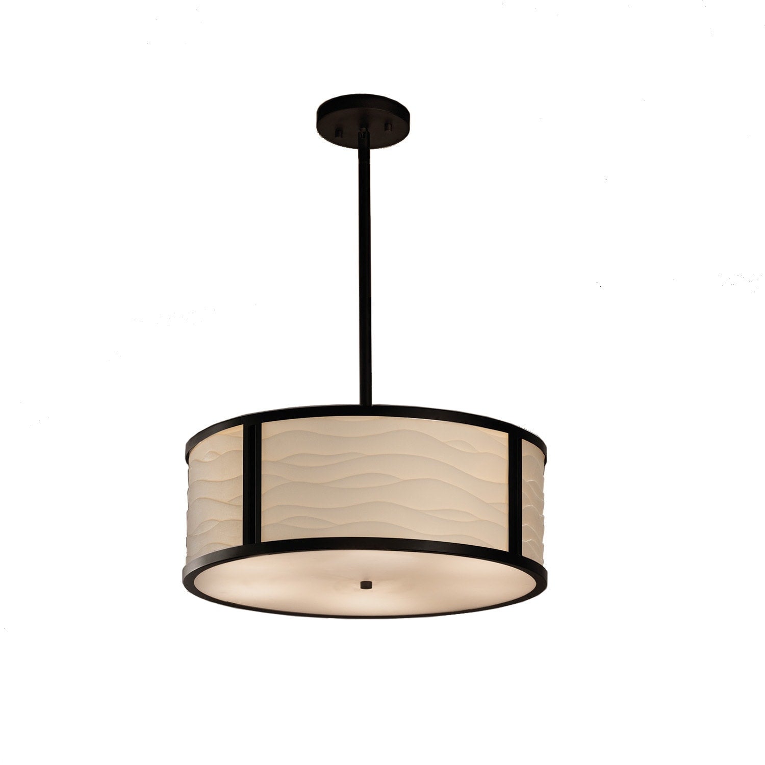 Justice Design Group Porcelina Tribeca 3 Light Matte Black Pendant Waves Shade