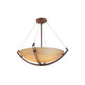 Justice Design Group Porcelina Crossbar 3 Light Dark Bronze Round Bowl Pendant Waves Shade