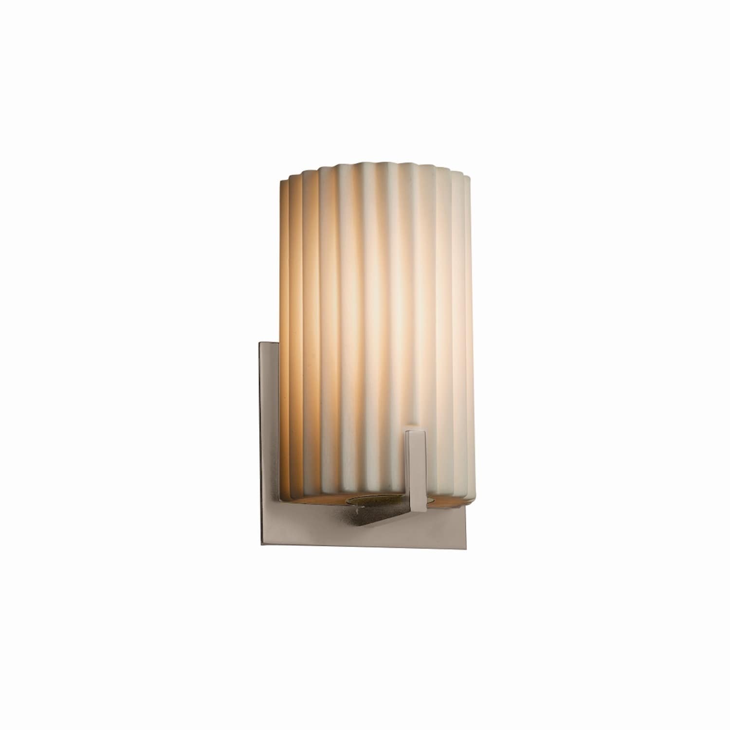 Justice Design Group Porcelina Century 1 Light Brushed Nickel Ada Wall Sconce Pleats Shade