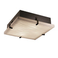 Justice Design Group Porcelina Clips 4 Light Dark Bronze Flush Mount Square Waves Shade