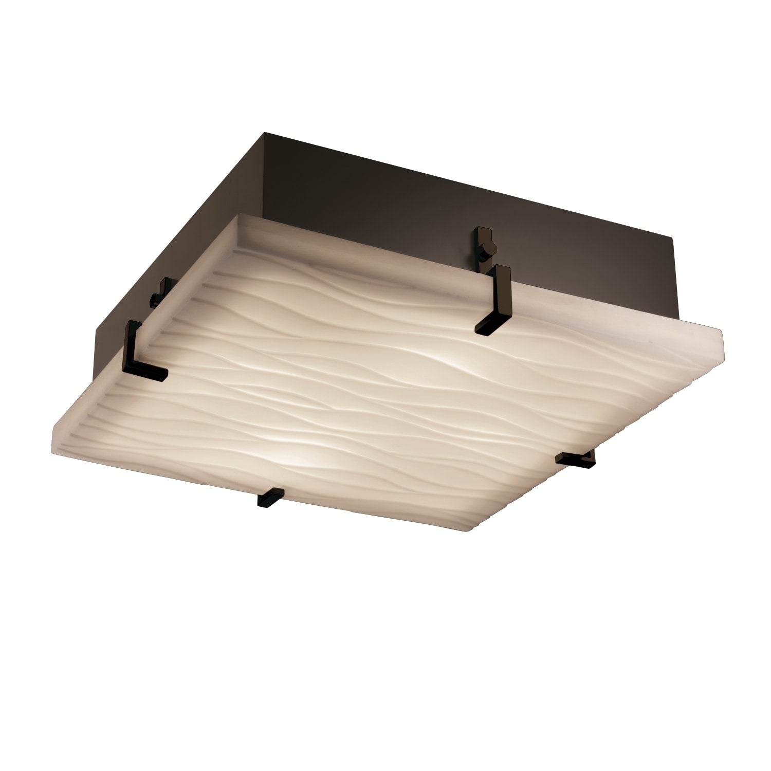 Justice Design Group Porcelina Clips 4 Light Dark Bronze Flush Mount Square Waves Shade