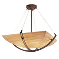 Justice Design Group Porcelina Crossbar 6 Light Dark Bronze Square Bowl Pendant Waves Shade