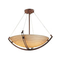 Justice Design Group Porcelina Crossbar 6 Light Dark Bronze Round Bowl Pendant Waves Shade