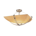 Justice Design Group Porcelina Crossbar 6 Light Brushed Nickel Square Bowl Semi Flush Sawtooth Shade