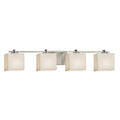 Justice Design Group Porcelina Era 4 Light Brushed Nickel Bath Light Waves Rectangle Shade