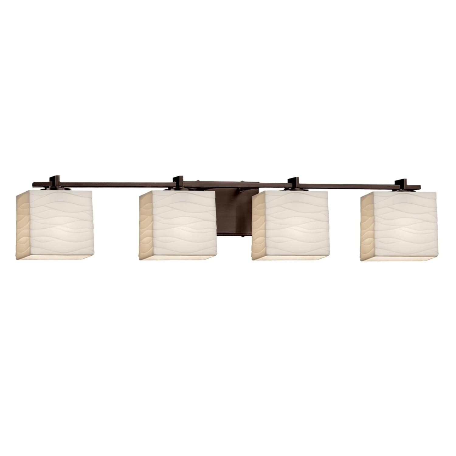 Justice Design Group Porcelina Era 4 Light Dark Bronze Bath Light Waves Rectangle Shade