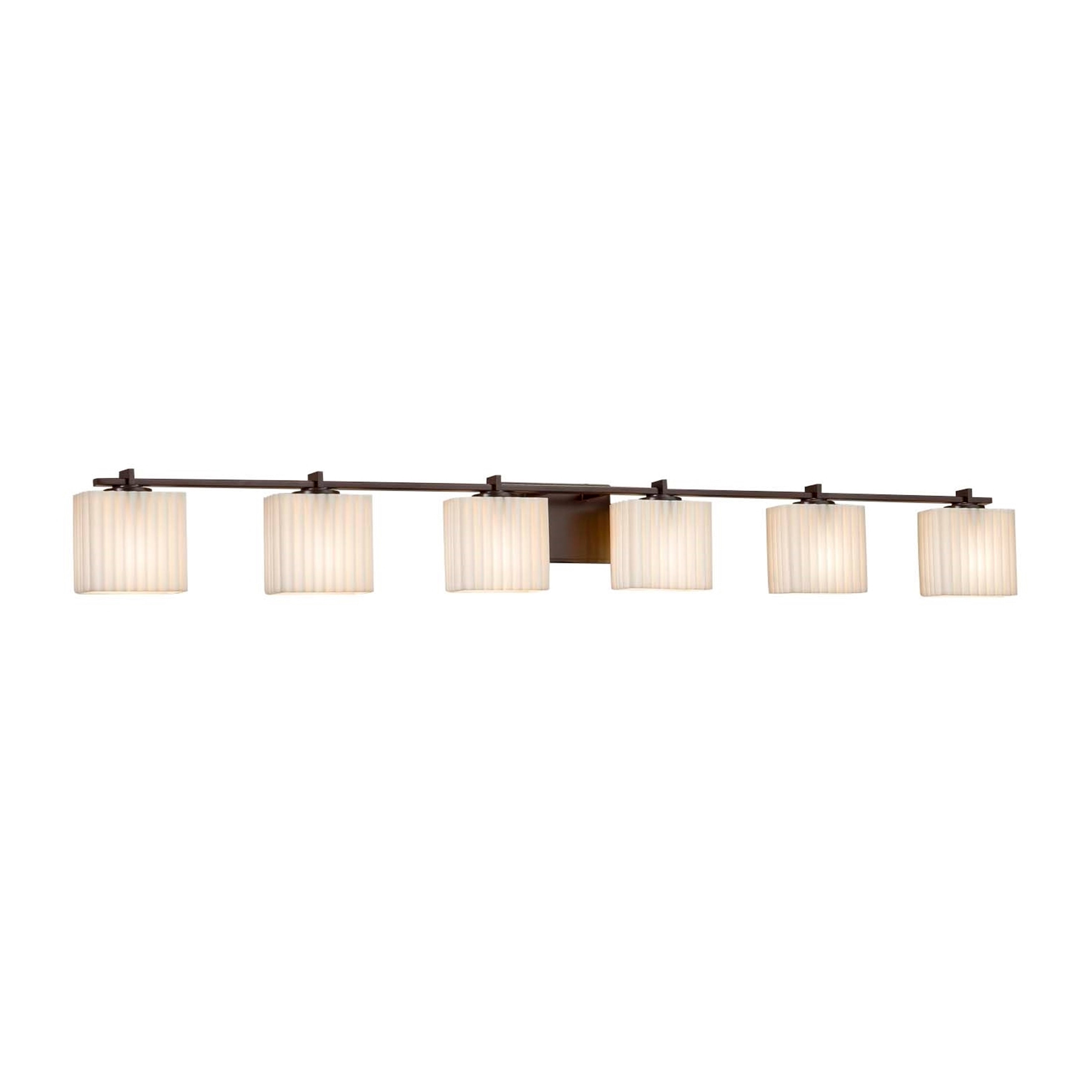 Justice Design Group Porcelina Era 6 Light Dark Bronze Bath Bar Rectangle Pleats Impressions