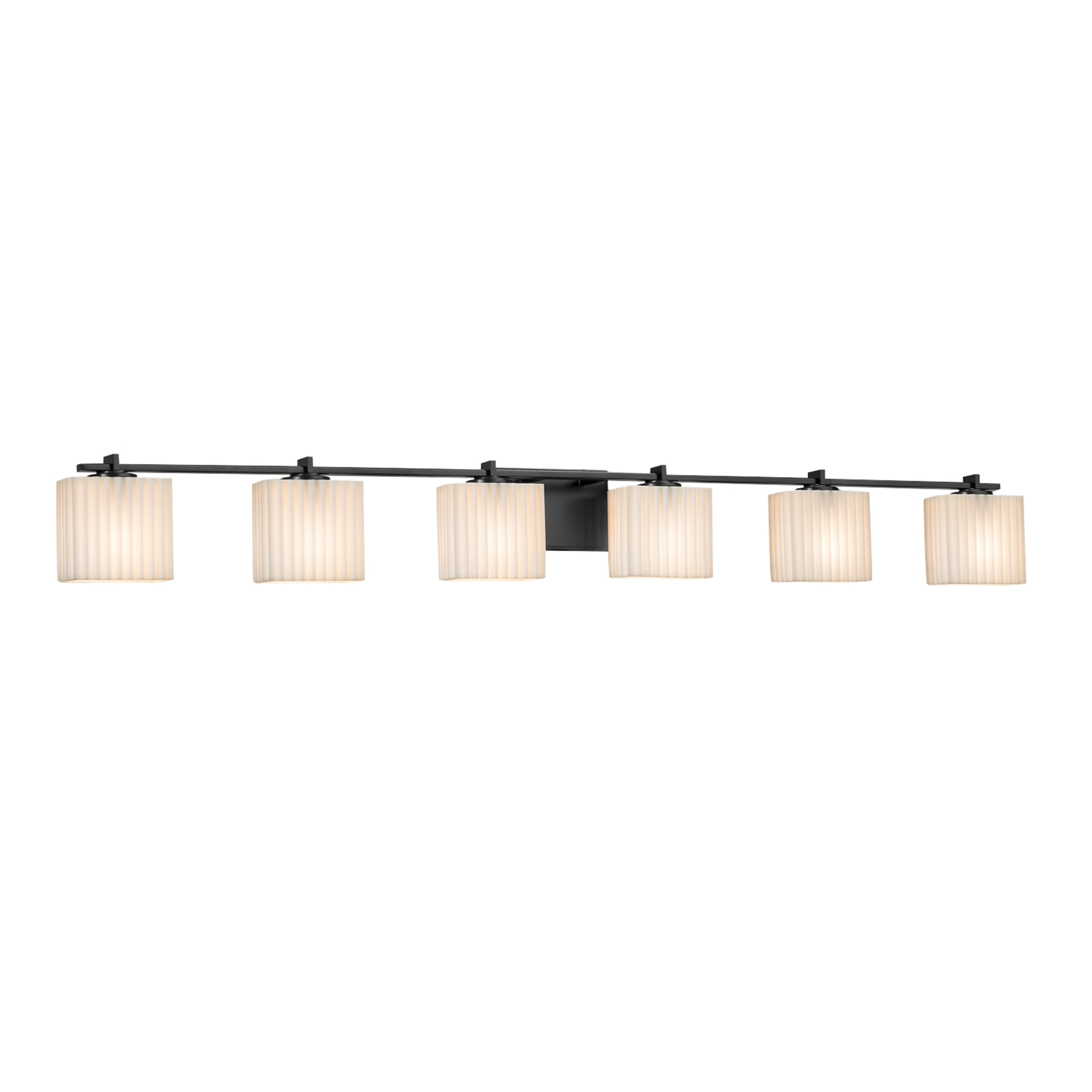 Justice Design Group Porcelina Era 6 Light Matte Black Bath Bar Rectangle Pleats Impressions