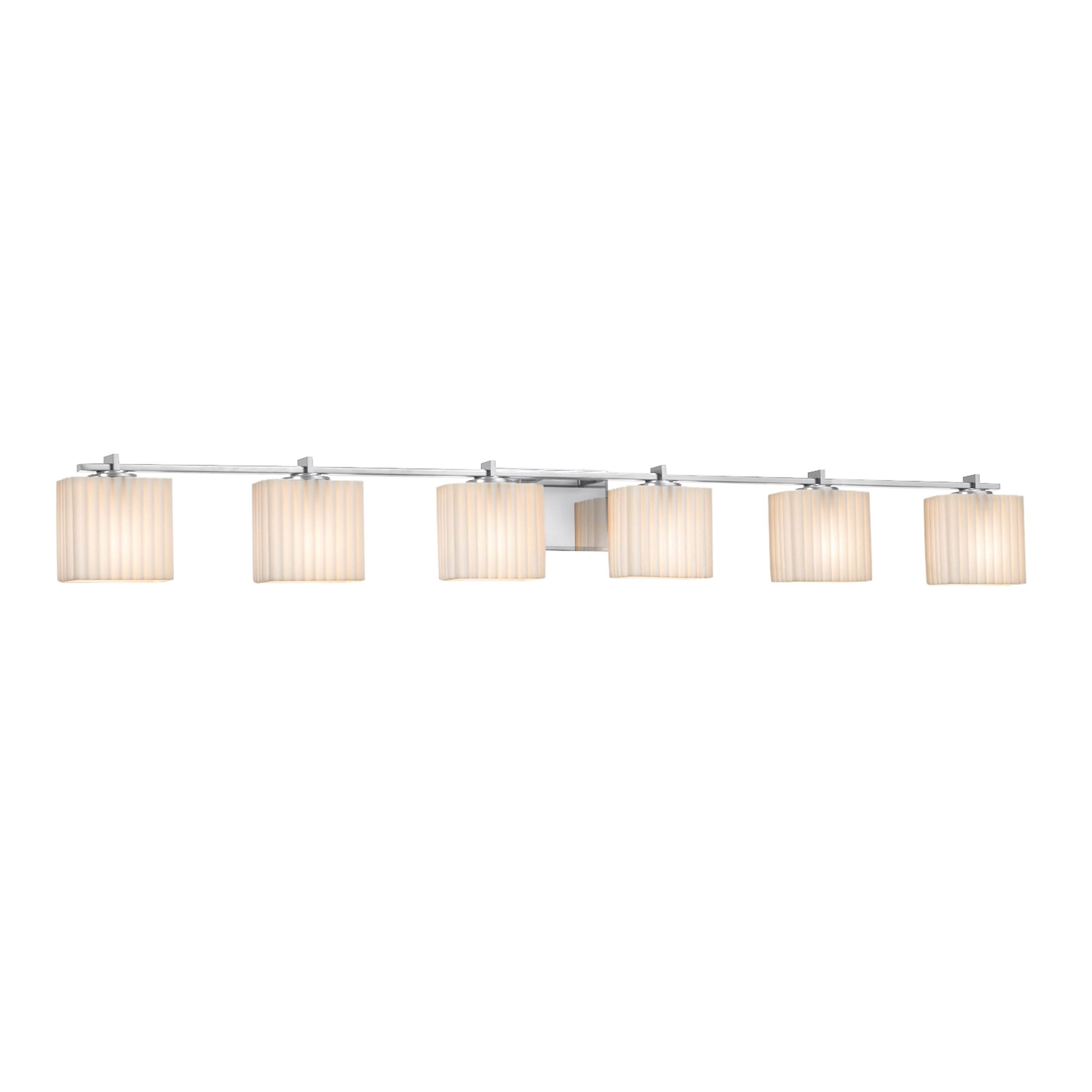 Justice Design Group Porcelina Era 6 Light Polished Chrome Bath Bar Rectangle Pleats Impressions