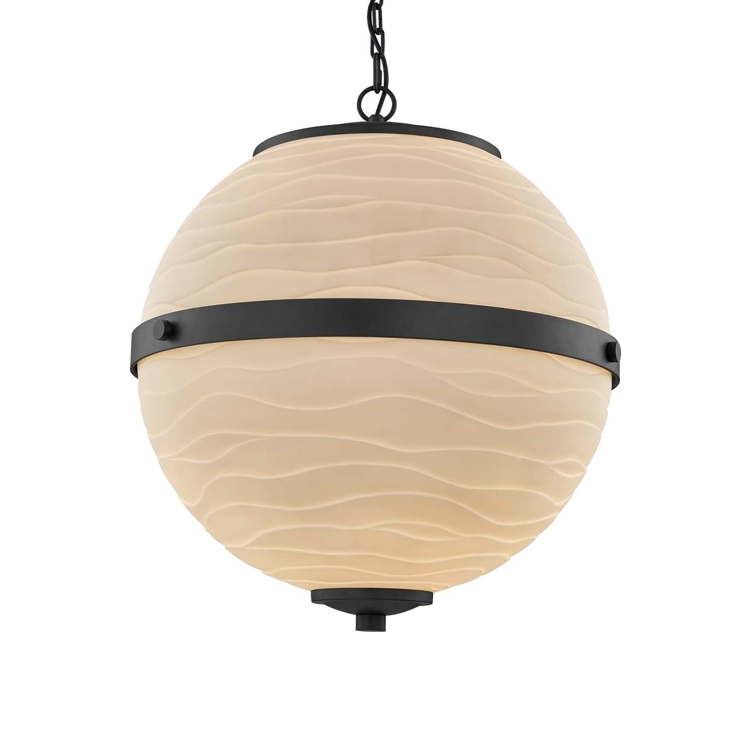 Justice Design Group Porcelina Imperial 3 Light Matte Black Led Chandelier Waves Shade