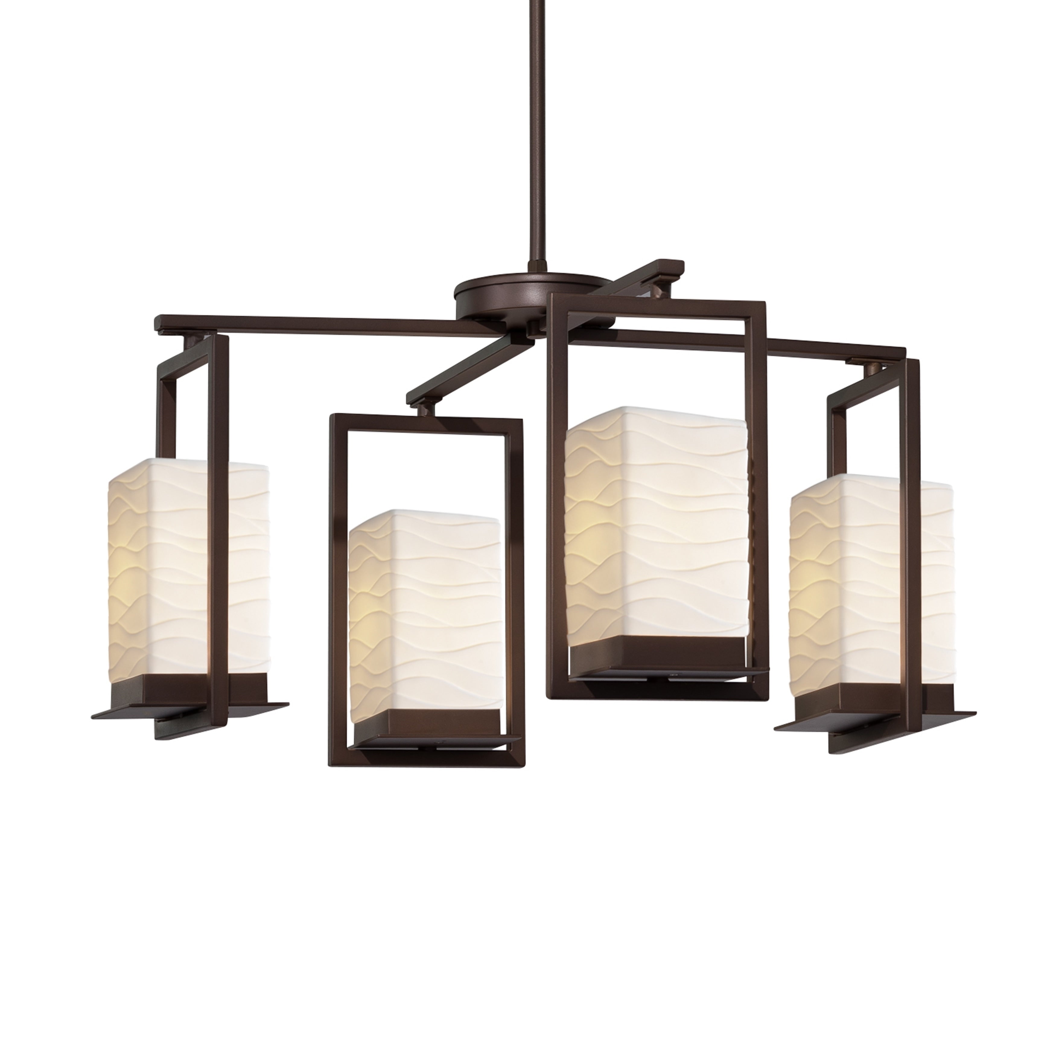 Justice Design Group Porcelina Laguna 4 Light Dark Bronze Led Outdoor Chandelier Waves Impressions