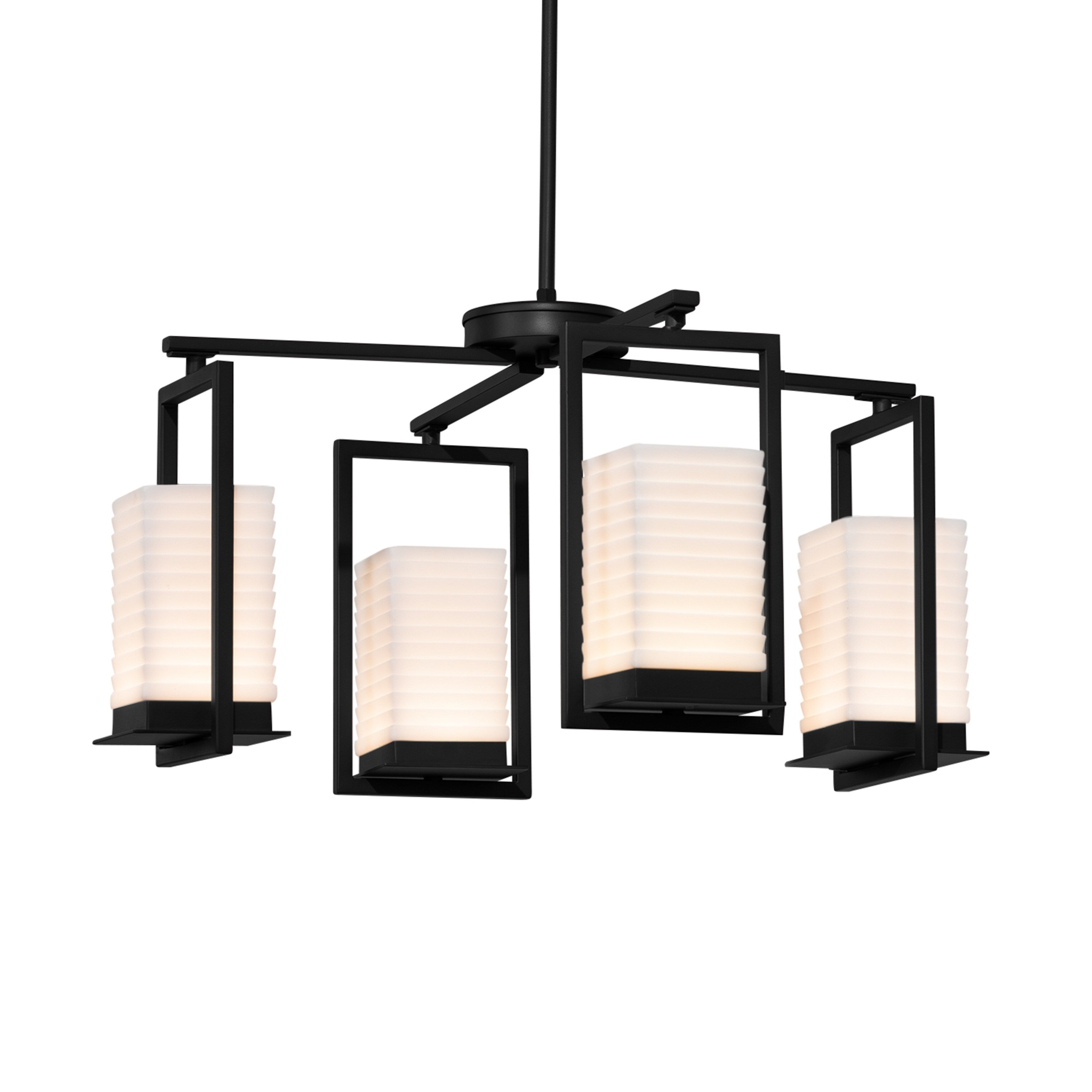 Justice Design Group Porcelina Laguna 4 Light Matte Black Led Outdoor Chandelier Sawtooth Impressions
