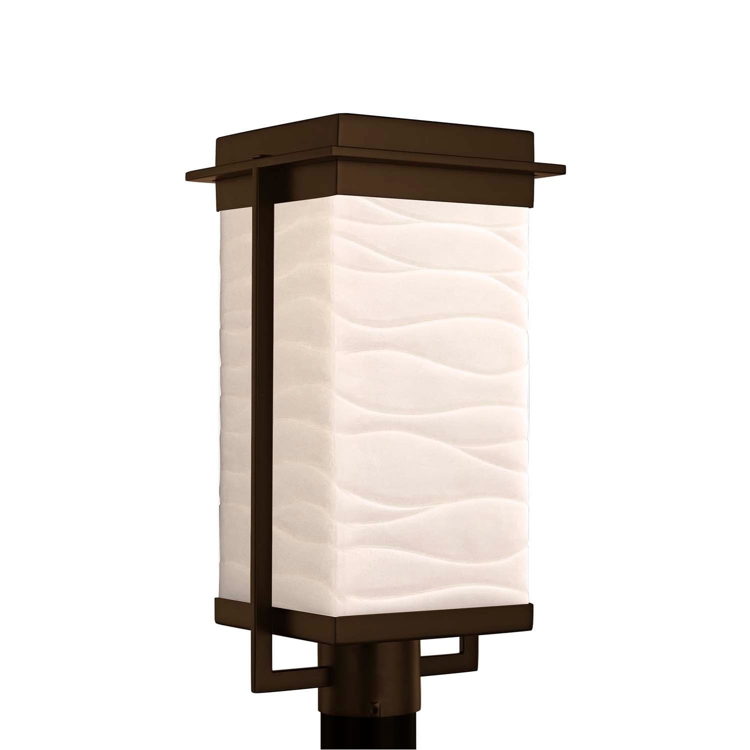 Justice Design Group Porcelina Pacific 1 Light Dark Bronze Led Outdoor Post Light Waves Shade