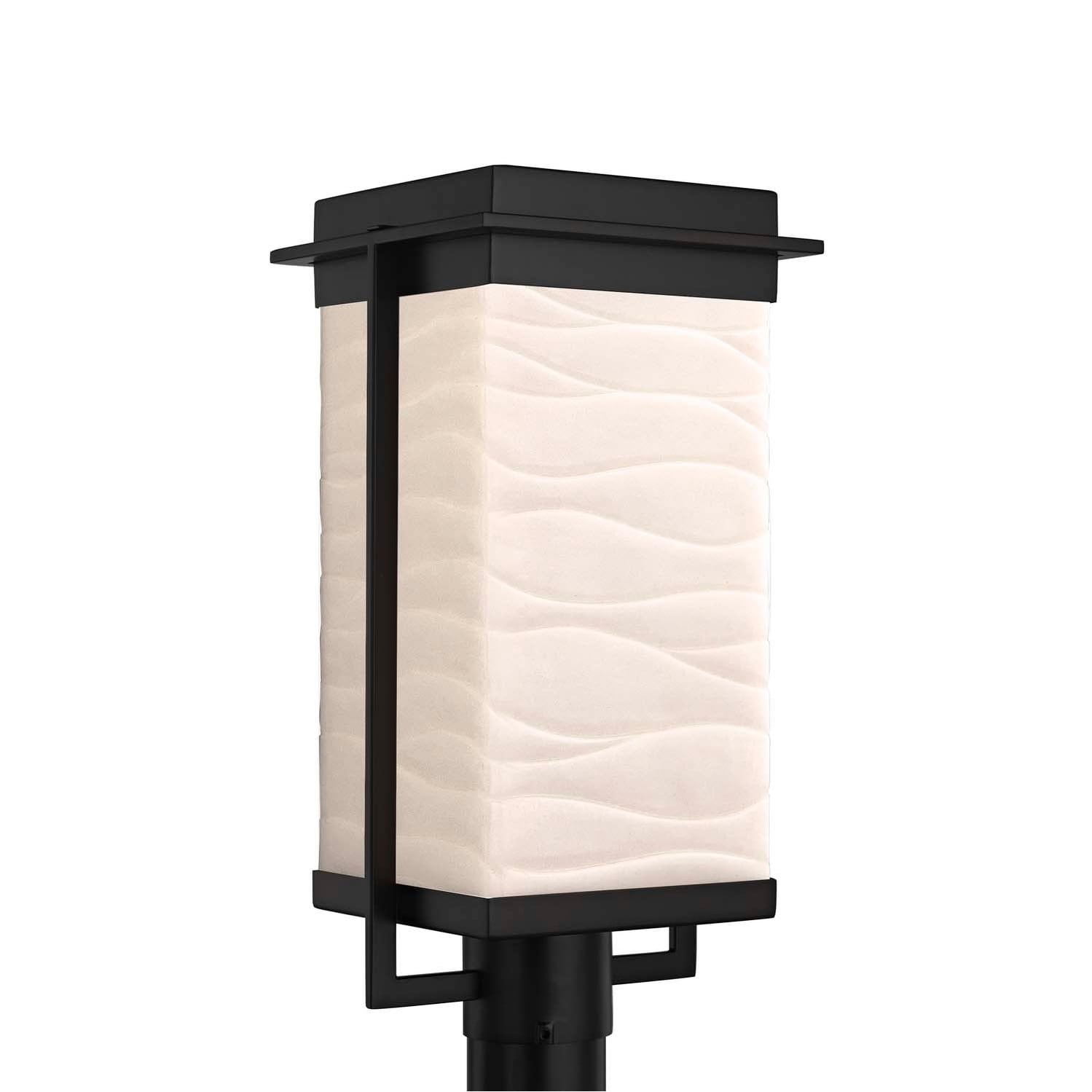 Justice Design Group Porcelina Pacific 1 Light Matte Black Led Outdoor Post Light Waves Shade