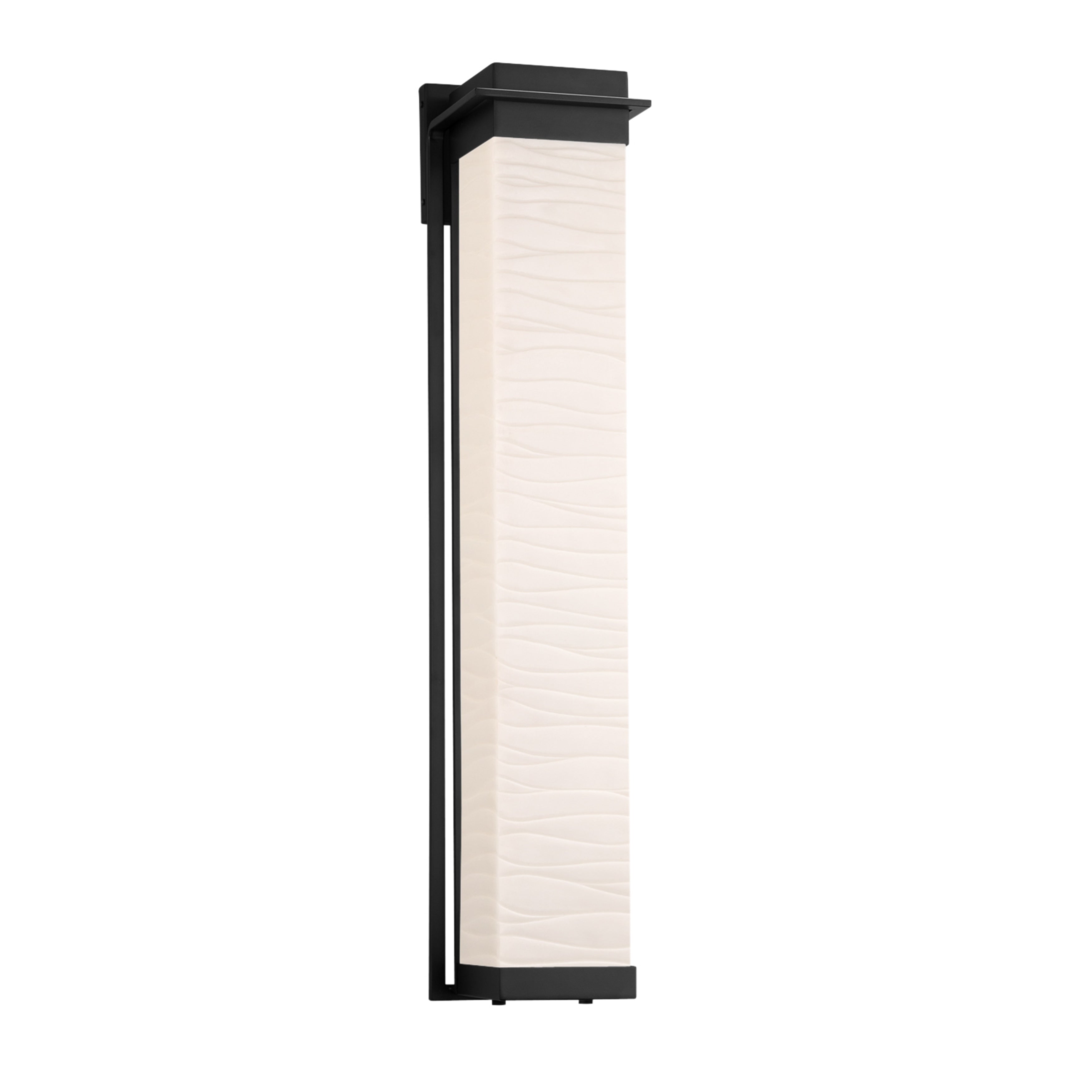 Justice Design Group Porcelina Pacific 36 Inch Matte Black Led Outdoor Wall Sconce Waves Impressions