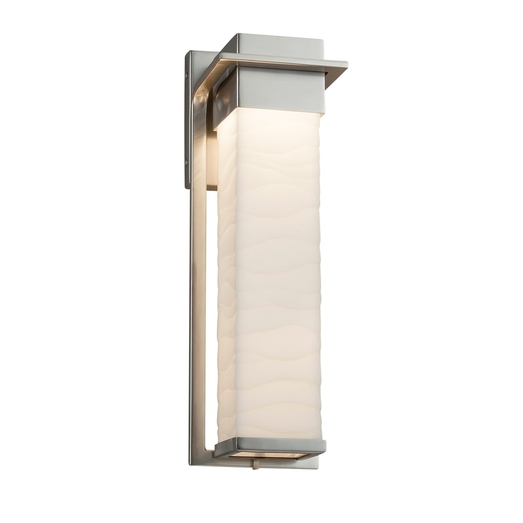 Justice Design Group Porcelina Pacific Brushed Nickel Led Large Outdoor Wall Sconce Waves Shade
