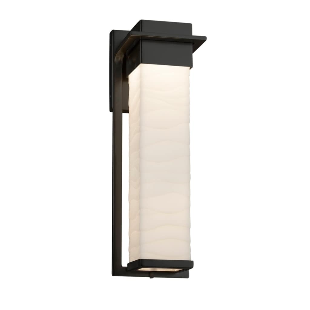 Justice Design Group Porcelina Pacific Matte Black Led Large Outdoor Wall Sconce Waves Shade