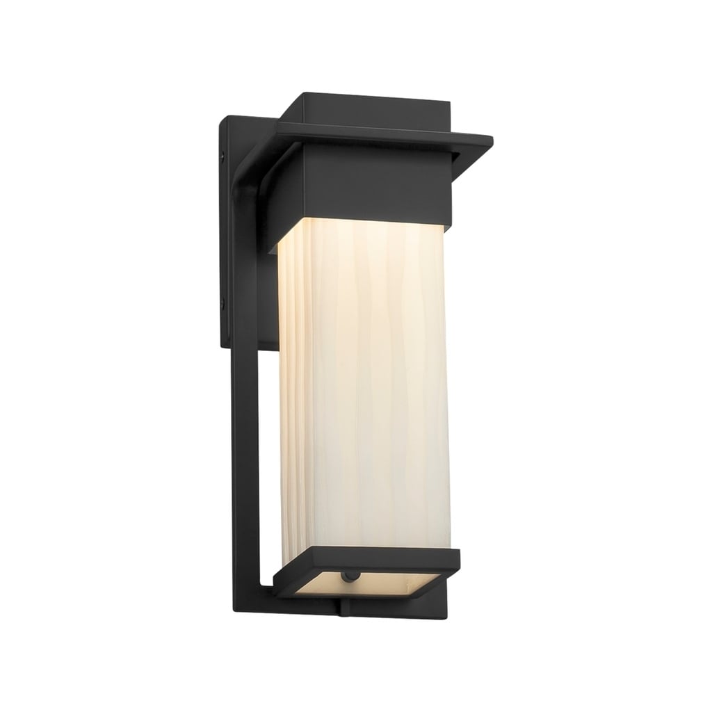 Justice Design Group Porcelina Pacific Matte Black Led Small Outdoor Wall Sconce Waterfall Shade