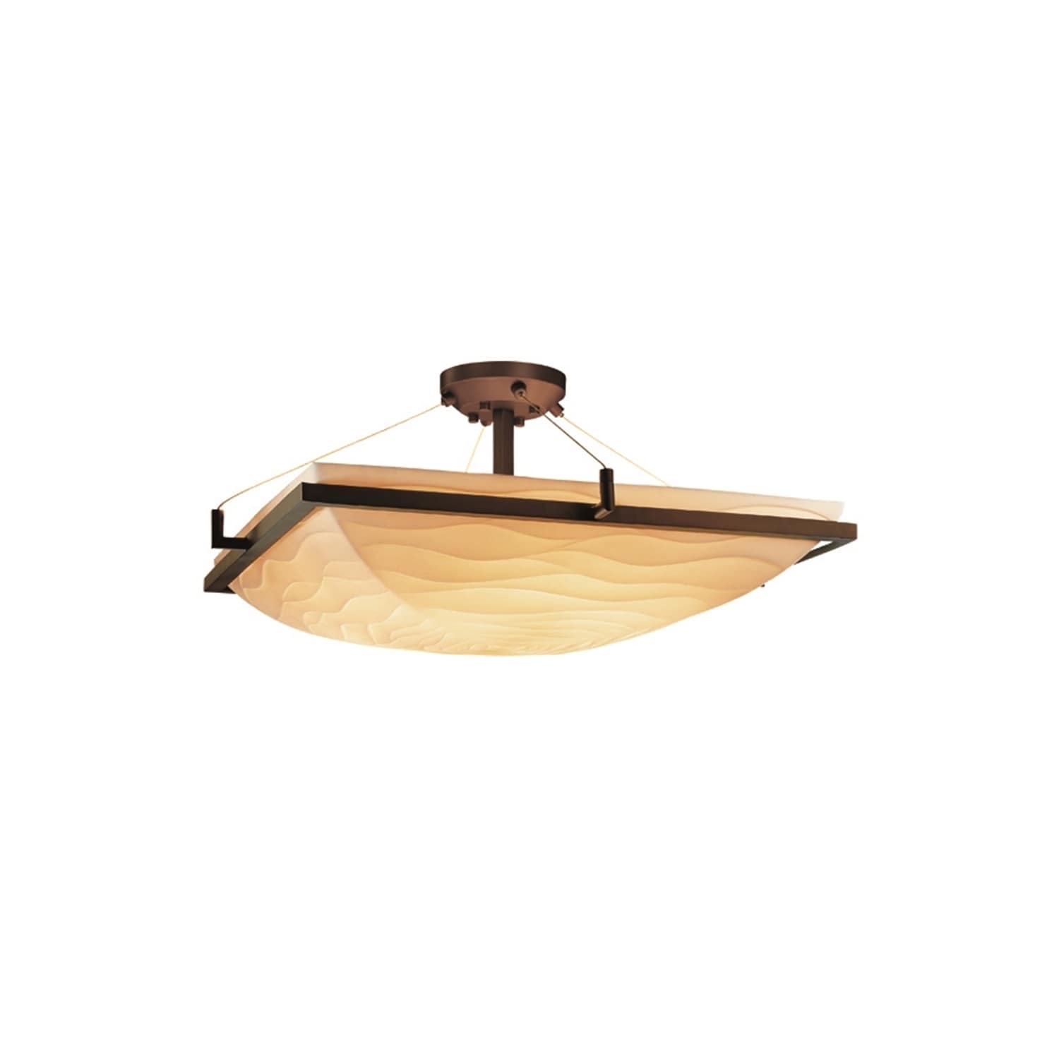 Justice Design Group Porcelina Ring 3 Light Dark Bronze Square Bowl Semi Flush Waves Shade
