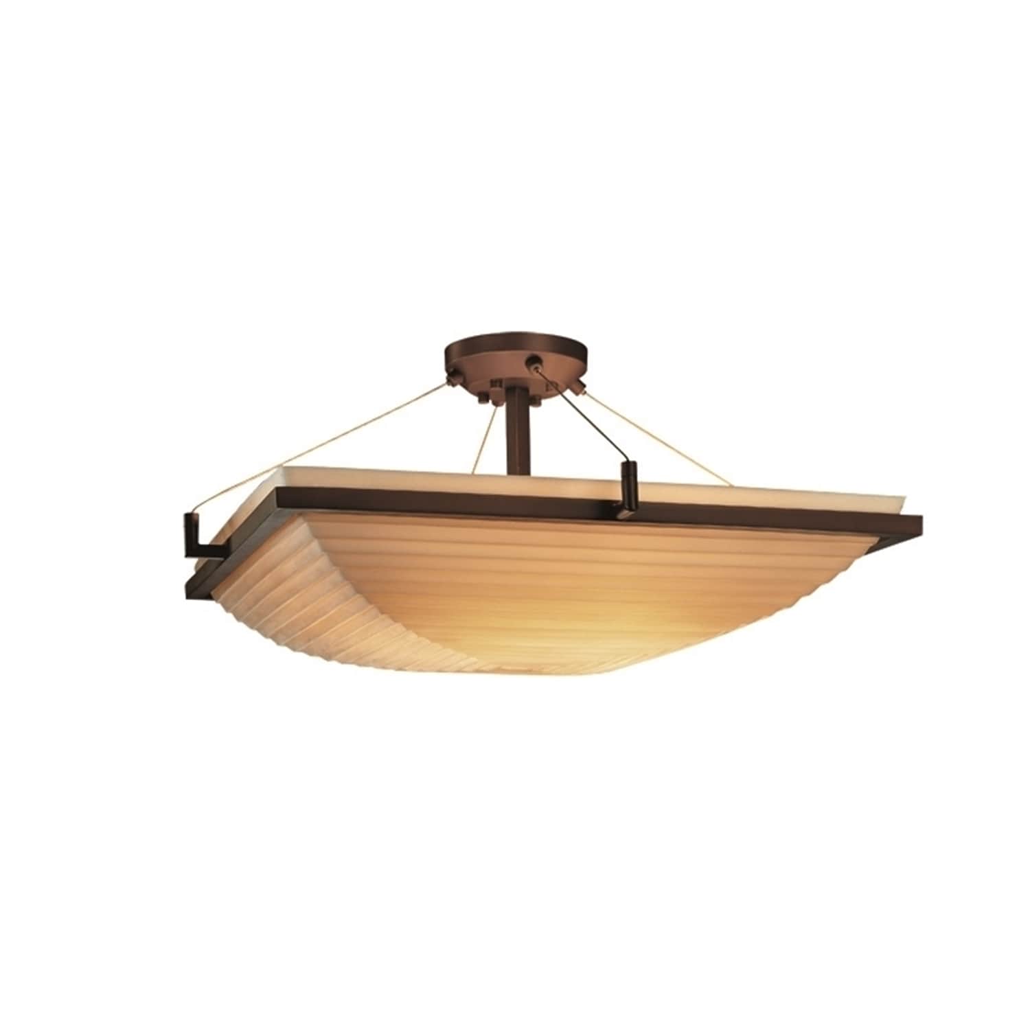 Justice Design Group Porcelina Ring 6 Light Dark Bronze Square Bowl Semi Flush Sawtooth Shade