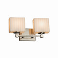 Justice Design Group Porcelina Tetra 2 Light Brushed Nickel Bath Bar Waterfall Rectangle Shade