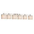 Justice Design Group Porcelina Tetra 6 Light Brushed Nickel Bath Light Waves Rectangle Shade