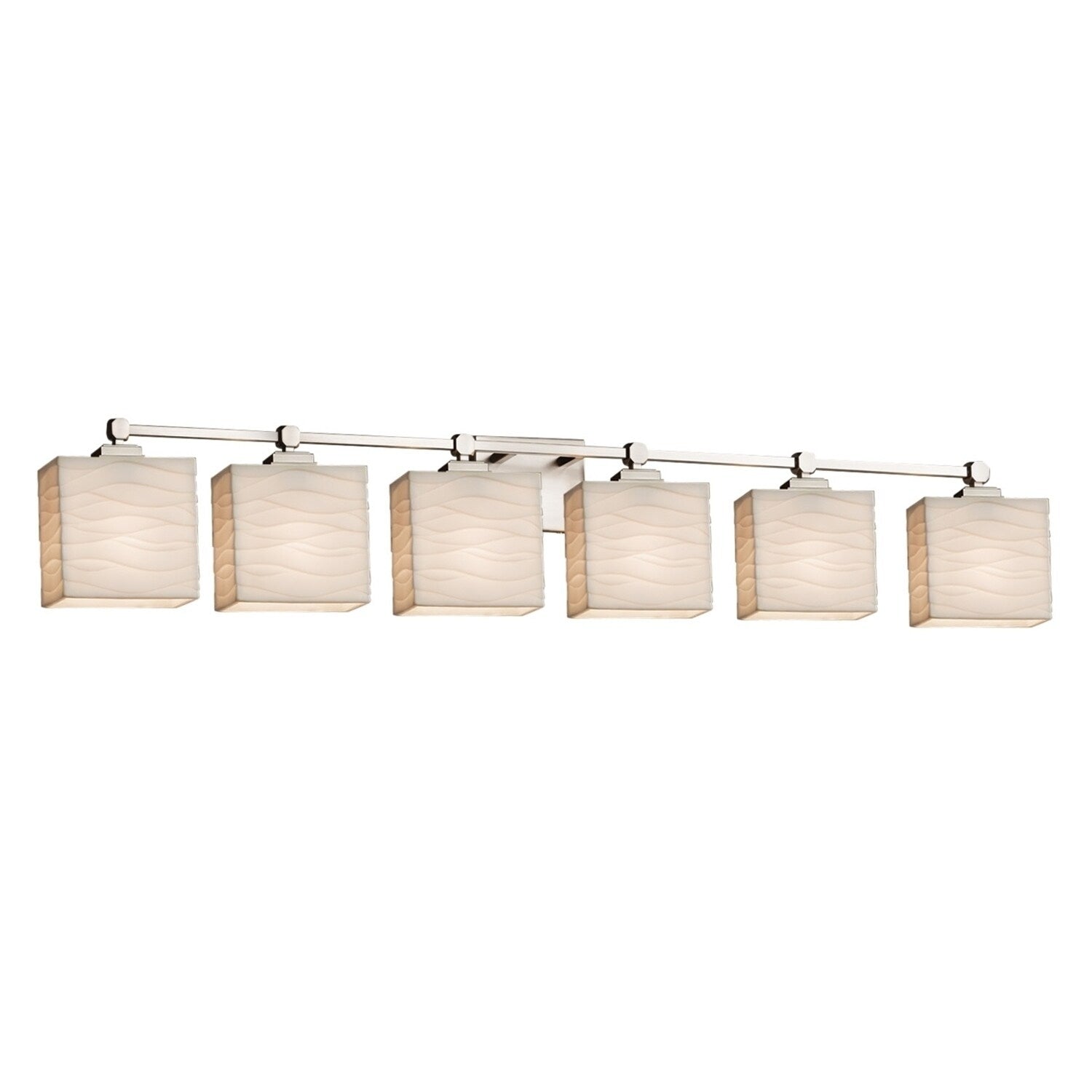 Justice Design Group Porcelina Tetra 6 Light Brushed Nickel Bath Light Waves Rectangle Shade