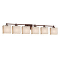 Justice Design Group Porcelina Tetra 6 Light Dark Bronze Bath Light Waves Rectangle Shade