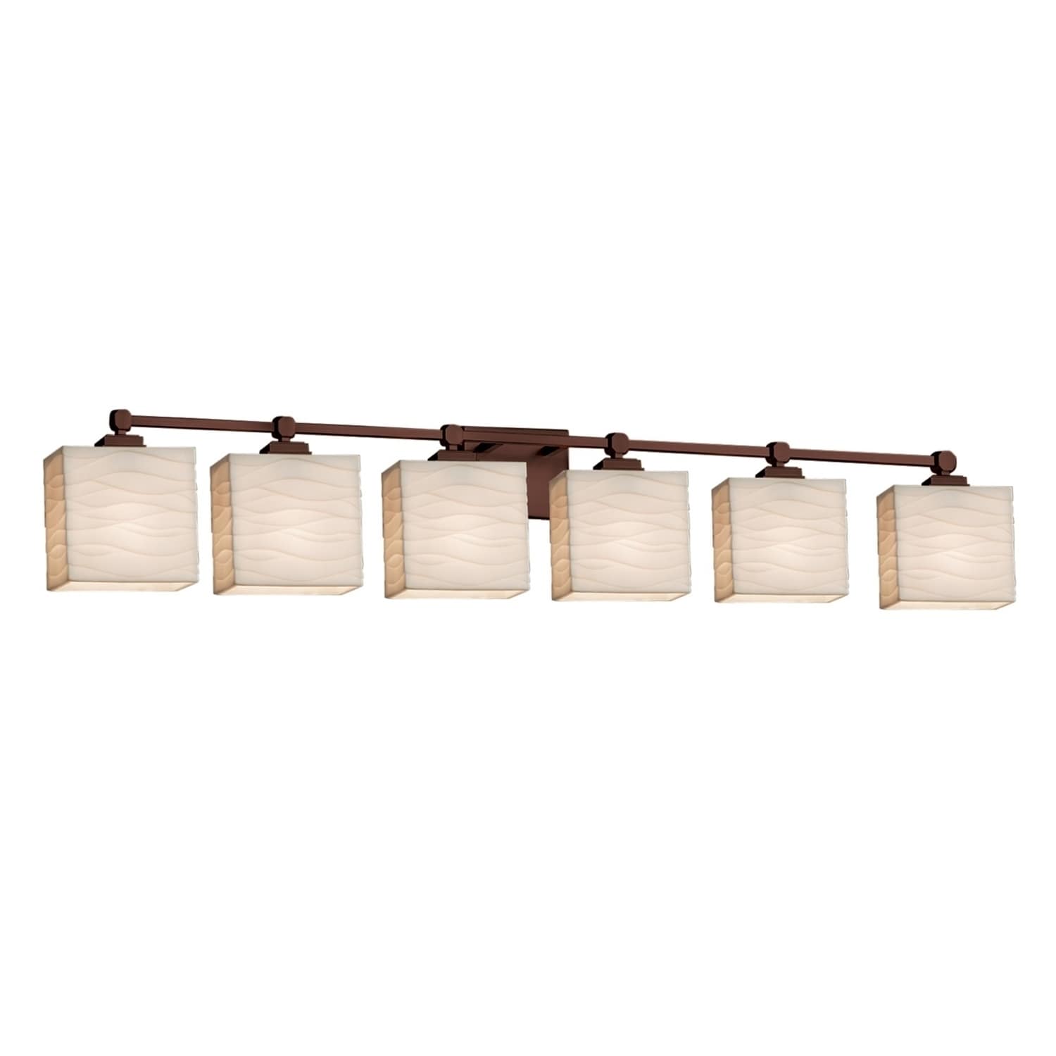 Justice Design Group Porcelina Tetra 6 Light Dark Bronze Bath Light Waves Rectangle Shade