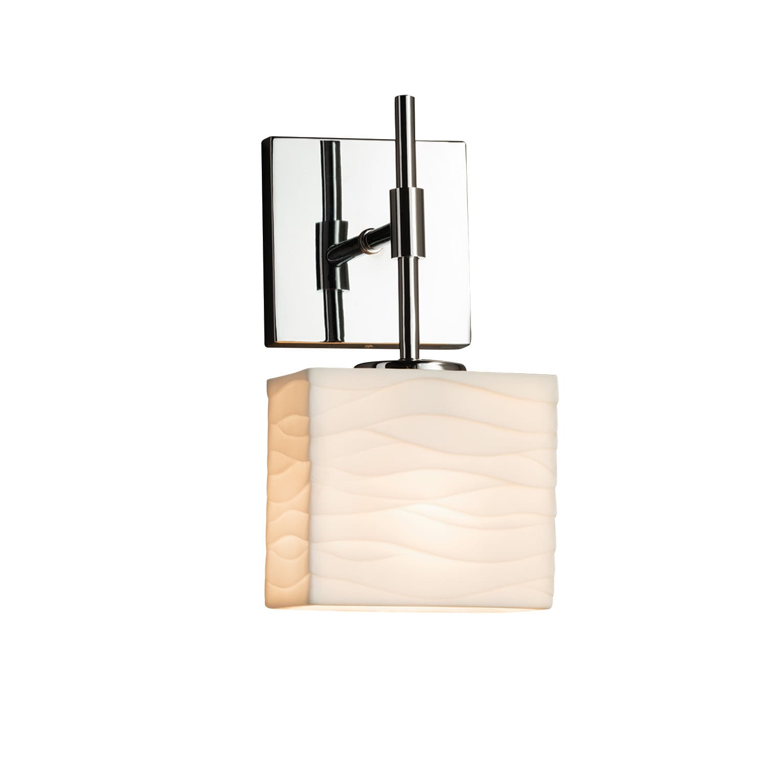 Justice Design Group Porcelina Union 1 Light Polished Chrome Ada Wall Sconce Waves Rectangle Shade