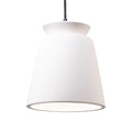 Justice Design Radiance Matte Black Trapezoid Small Ceramic Pendant With Bisque Shade