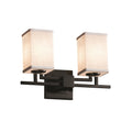 Justice Design Group Textile Aero 2 Light Matte Black Bath Bar White Square Flat Rim Shade