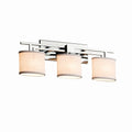 Justice Design Group Textile Aero 3 Light Polished Chrome Bath Bar White Oval Shade