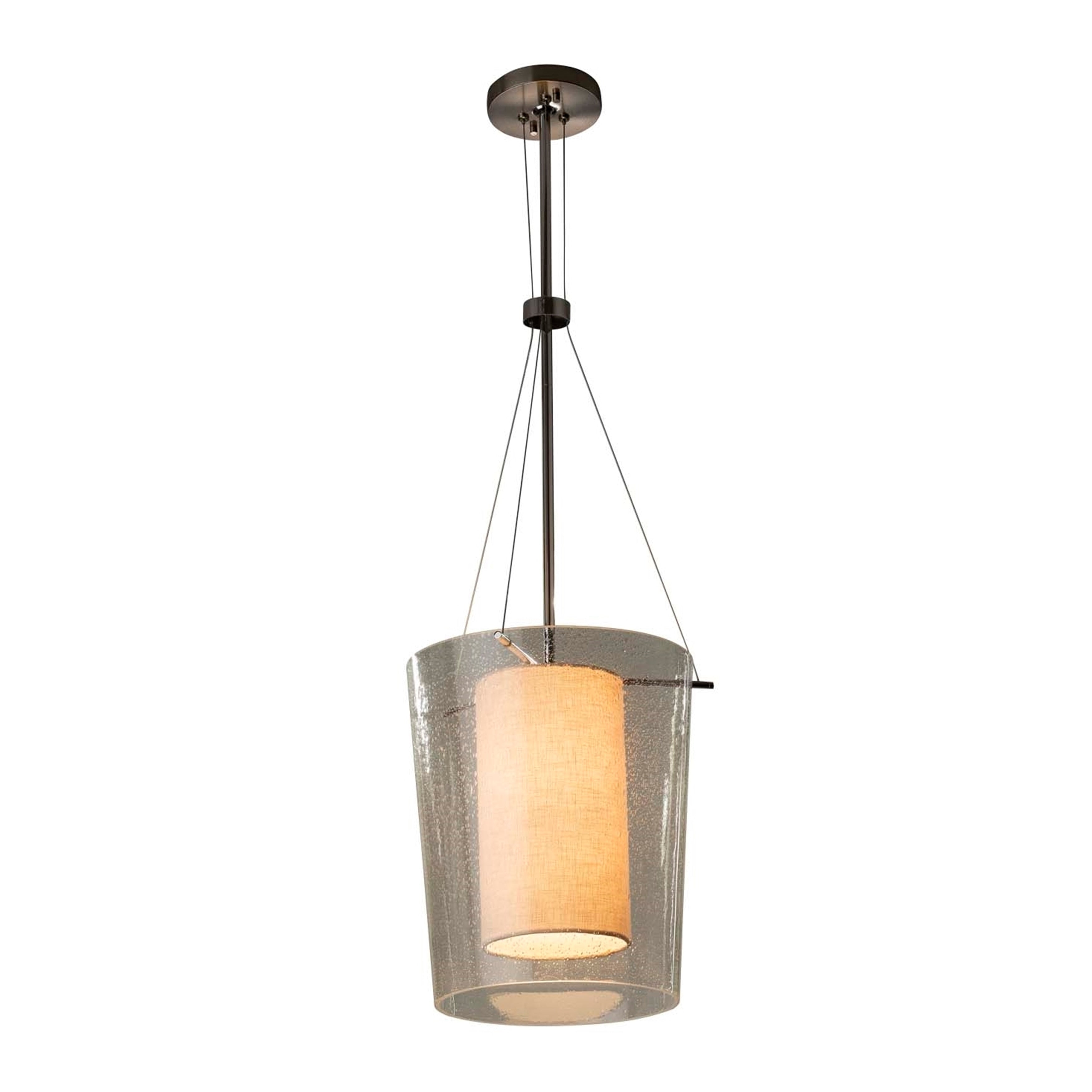 Justice Design Group Textile Amani 1 Light Polished Chrome Center Drum Pendant Cream Shade