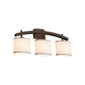 Justice Design Group Textile Archway 3 Light Dark Bronze Bath Bar Cream Oval Shade