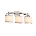 Justice Design Group Textile Archway 3 Light Brushed Nickel Bath Bar Cream Oval Shade