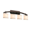 Justice Design Group Textile Archway 4 Light Dark Bronze Bath Bar White Oval Shade