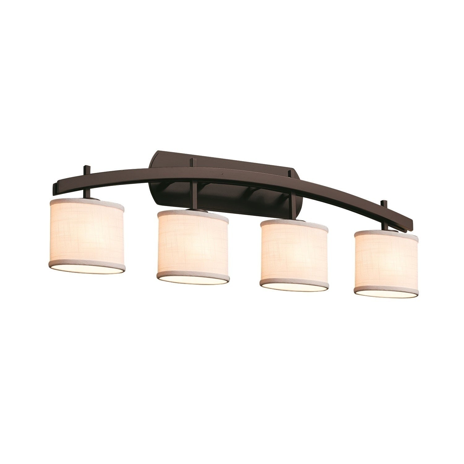 Justice Design Group Textile Archway 4 Light Dark Bronze Bath Bar White Oval Shade