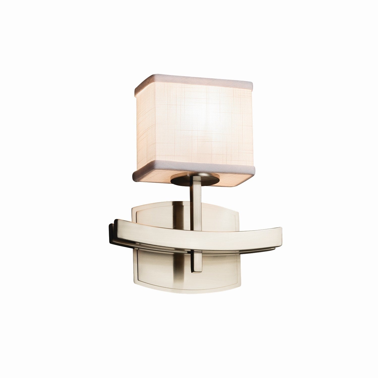 Justice Design Group Textile Archway 1 Light Brushed Nickel Ada Wall Sconce White Rectangle Shade