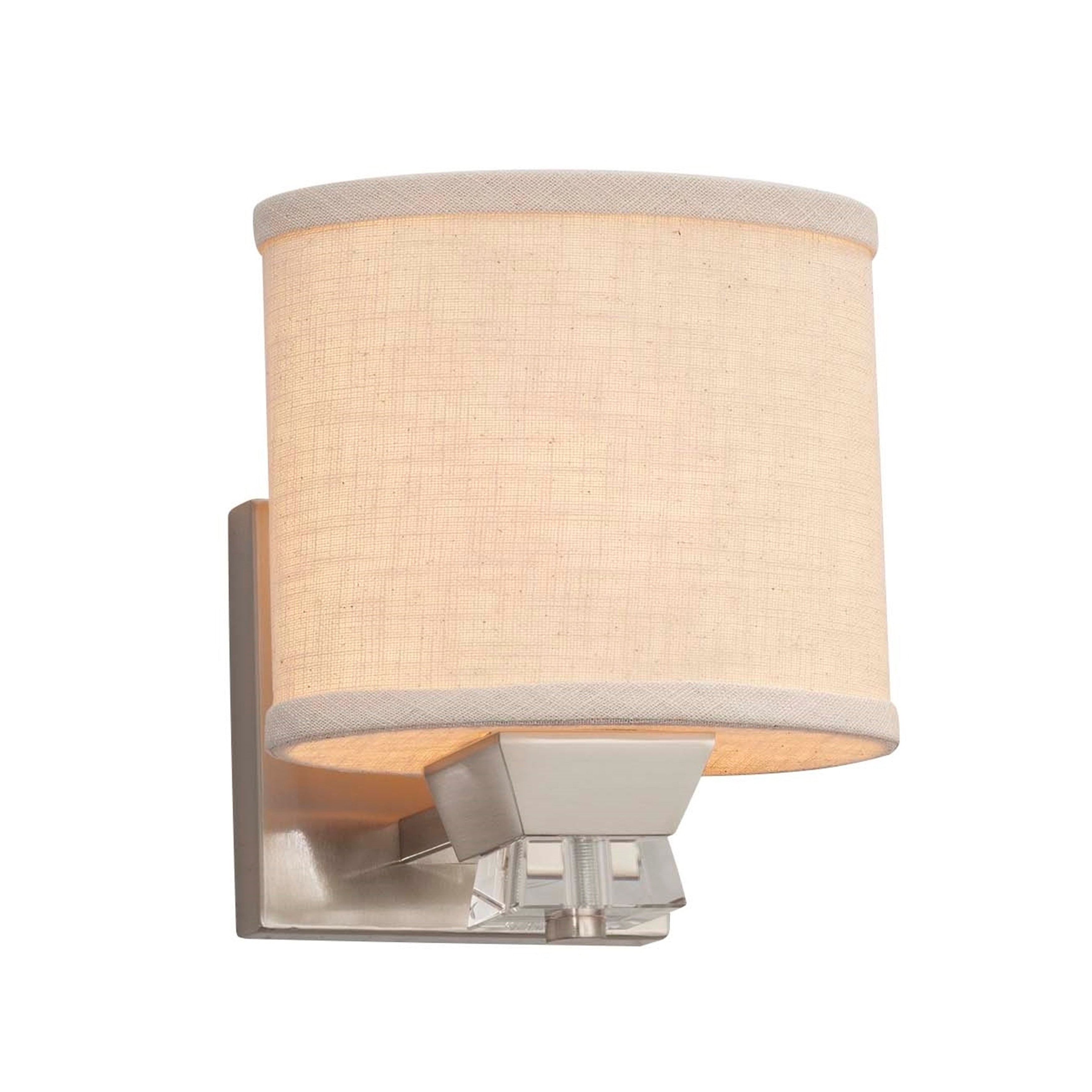 Justice Design Group Textile Ardent 1 Light Brushed Nickel Wall Sconce Cream Oval Shade