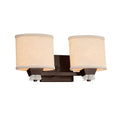Justice Design Group Textile Ardent 2 Light Dark Bronze Bath Bar Cream Oval Shade