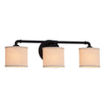 Justice Design Group Textile Bronx 3 Light Matte Black Bath Bar Cream Oval Shade