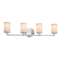 Justice Design Group Textile Bronx 4 Light Polished Chrome Bath Bar White Cylinder W Flat Rim Shade